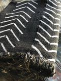 Vintage African Black Mudcloth with White chevrons