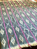 Vintage African Indigo + Lime with Pink Stripes Baule Mudcloth | No. 63