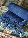 Vintage African Macramé Denim Mossi Indigo Mudcloth | Throw #28