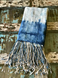 Vintage African Ombré Faded Tie Dyed Denim Mossi Indigo Mudcloth | Runner