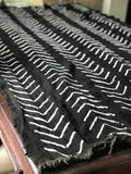 Vintage African Black Mudcloth with White chevrons