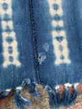 Vintage African Indigo Denim Shibori Mudcloth 59” L x 44” W Textile | No. 150
