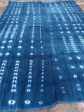 Vintage African Indigo Denim Shibori Mudcloth 58” L x 42” W Textile | No. 179