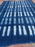 Vintage African Indigo Denim Shibori Mudcloth 60” L x 44” W Textile | No. 178