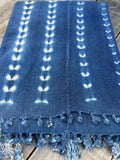 Vintage African Indigo Denim Shibori Mudcloth 57” L x 43” W Textile | No. 165