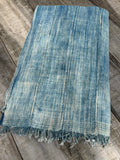 Vintage African Faded Indigo Denim Mossi Mudcloth 67”L x 45”W Textile | No. 172