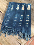 Vintage African Indigo Denim Shibori Mudcloth 58” L x 43” W Textile | No. 107