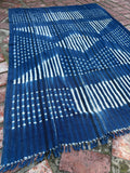 Vintage African Indigo Denim Shibori Mudcloth 62” L x 44” W Textile | No. 121