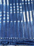 Vintage African Indigo Denim Shibori Mudcloth 64” L x 43” W Textile | No. 141