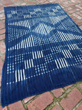 Vintage African Indigo Denim Shibori Mudcloth 64” L x 43” W Textile | No. 141