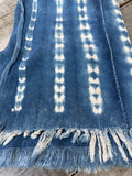 Vintage African Fade Indigo Denim Shibori Mudcloth 59”L x 43”W Textile | No. 173