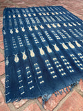 Vintage African Indigo Denim Shibori Mudcloth 58” L x 43” W Textile | No. 107