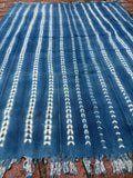 Vintage African Indigo Denim Shibori Mudcloth 56” L x 43” W Textile | No. 170