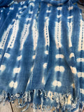 Vintage African Fade Indigo Denim Shibori Mudcloth 54”L x 41”W Textile | No. 164
