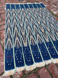 Vintage African Indigo Baule Mudcloth Lime Stripes 57”L x 37”W Textile | No. 124