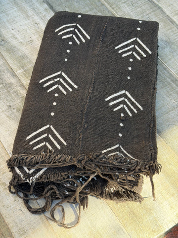Vintage African Mudcloth Black Textile Throw 59” L x 41” W Textile | No. 129