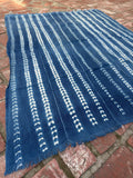 Vintage African Indigo Denim Shibori Mudcloth 56” L x 43” W Textile | No. 106