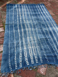 Vintage African Faded Indigo Denim Shibori Mudcloth 58”L x 39”W Textile | No.157