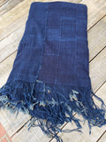 Vintage African Indigo Denim Mossi Mudcloth Throw 82”L x 51”W Textile | No. 160