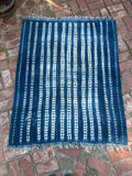 Vintage African Indigo Denim Shibori Mudcloth 56” L x 45” W Textile | No. 140
