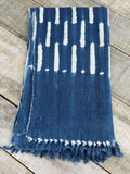 Vintage African Indigo Denim Shibori Mudcloth 63” L x 36” W Textile | No. 105