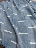 Vintage African Mudcloth Faded Indigo Textile 62” L x 41” W Throw | No. 168
