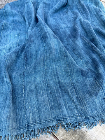 Vintage African Faded Indigo Denim Mossi Mudcloth 67”L x 42”W Textile | No. 176