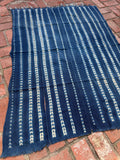 Vintage African Indigo Denim Shibori Mudcloth 55” L x 41” W Textile | No. 174