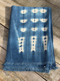 Vintage African Indigo Denim Shibori Mudcloth 56” L x 39” W Textile | No. 108