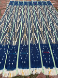 Vintage African Indigo Baule Mudcloth Lime Stripes 57”L x 37”W Textile | No. 124