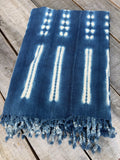 Vintage African Indigo Denim Shibori Mudcloth 60” L x 44” W Textile | No. 178