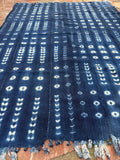 Vintage African Indigo Denim Shibori Mudcloth 58” L x 43” W Textile | No. 156