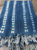Vintage African Indigo Denim Shibori Mudcloth 56” L x 43” W Textile | No. 170