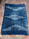 Vintage African Indigo Denim Shibori Mudcloth 58” L x 43” W Textile | No. 104