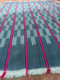 Vintage African Indigo Baule Mudcloth Pink Stripes 54”L x 42”W Textile | No. 161