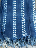 Vintage African Indigo Denim Shibori Mudcloth 60” L x 41” W Textile | No. 119