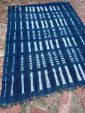 Vintage African Indigo Denim Shibori Mudcloth 60” L x 44” W Textile | No. 178