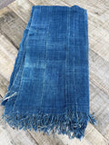 Vintage African Indigo Denim Mossi Mudcloth 79”L x 43”W Textile Throw | No. 169