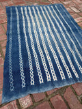 Vintage African Indigo Denim Shibori Mudcloth 59” L x 41” W Textile | No. 147