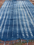 Vintage African Faded Indigo Denim Shibori Mudcloth 58”L x 39”W Textile | No.157
