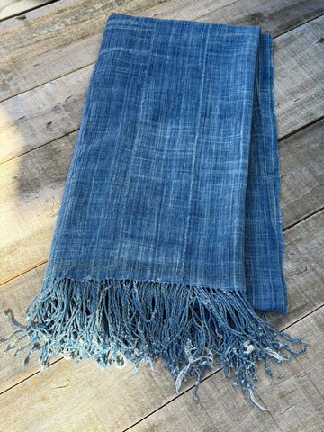 Vintage African Indigo Denim Mossi Mudcloth 75” L x 41” W Textile | No. 134