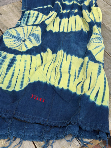 Vintage African Indigo Baule Tie Dye Mudcloth  59” L x 40” W Textile | No. 143
