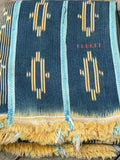 Vintage African Indigo Baule Mudcloth Blue Stripes + Gold 55”L x 40”W | No. 144
