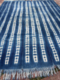 Vintage African Indigo Denim Shibori Mudcloth 56” L x 45” W Textile | No. 140