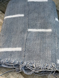 Vintage African Mudcloth Grey Textile Throw 60” L x 41” W | No. 130