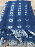 Vintage African Indigo Denim Shibori Mudcloth 58” L x 43” W Textile | No. 156