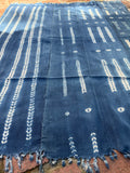 Vintage African Indigo Denim Shibori Mudcloth 58” L x 47” W Textile | No. 166