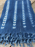 Vintage African Indigo Denim Shibori Mudcloth 56” L x 41” W Textile | No. 162