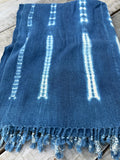 Vintage African Indigo Denim Shibori Mudcloth 60” L x 44” W Textile | No. 178