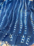 Vintage African Indigo Denim Shibori Mudcloth 57” L x 43” W Textile | No. 165